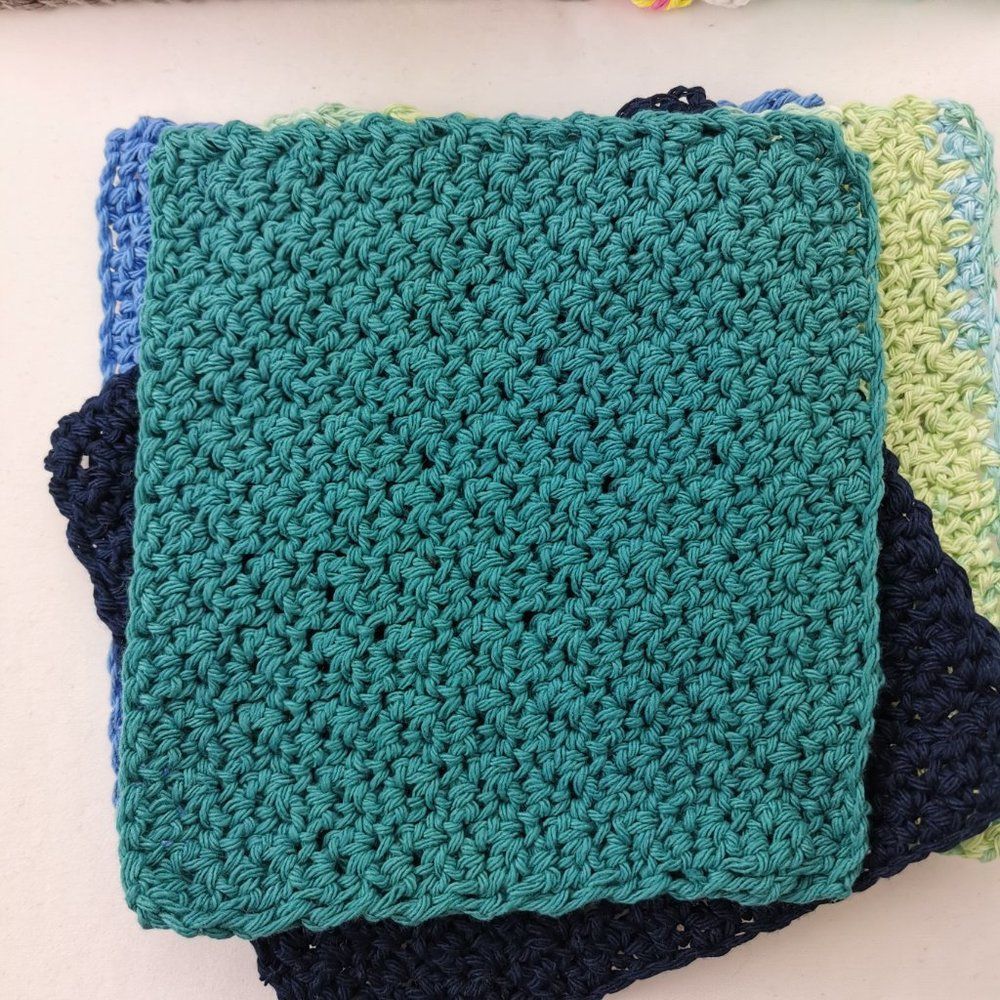 Handmade Crochet Wash Clothes, set  of 2, 100% cotton - Picture 9 of 14